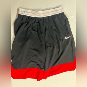 Nike Dri-Fit Athletic Shorts Black Red Colorblock Size L